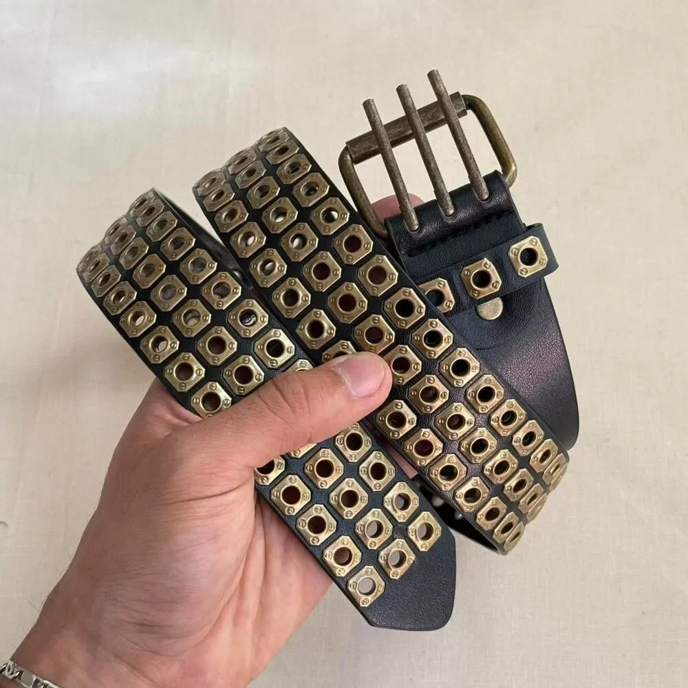 y2k 2000s studded black and bronze grunge emo belt